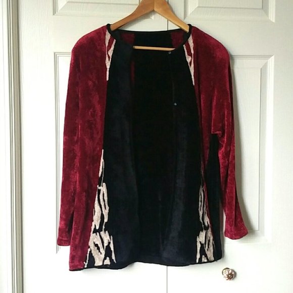 VINTAGE 90's Oversized Wool Chenille Cardigan - Picture 14 of 16